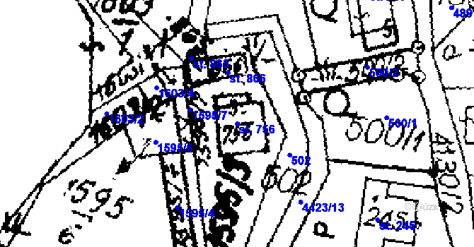 Parcela st. 756 v KÚ Dolní Dobrouč, Katastrální mapa