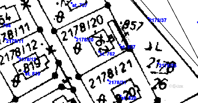 Parcela st. 762 v KÚ Dolní Dobrouč, Katastrální mapa