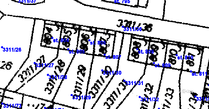 Parcela st. 807 v KÚ Dolní Dobrouč, Katastrální mapa