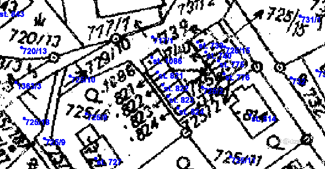 Parcela st. 822 v KÚ Dolní Dobrouč, Katastrální mapa