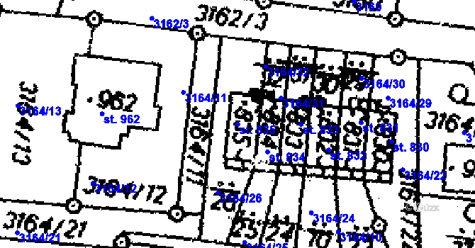Parcela st. 835 v KÚ Dolní Dobrouč, Katastrální mapa
