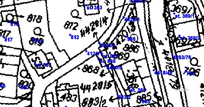 Parcela st. 869 v KÚ Dolní Dobrouč, Katastrální mapa