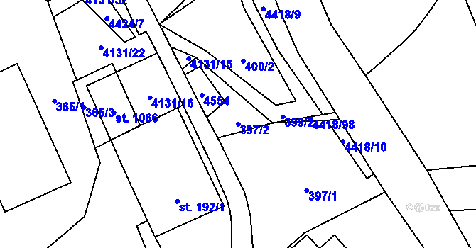 Parcela st. 397/2 v KÚ Dolní Dobrouč, Katastrální mapa