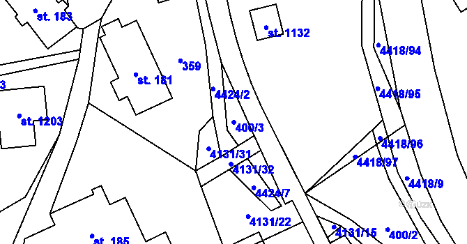 Parcela st. 400/3 v KÚ Dolní Dobrouč, Katastrální mapa