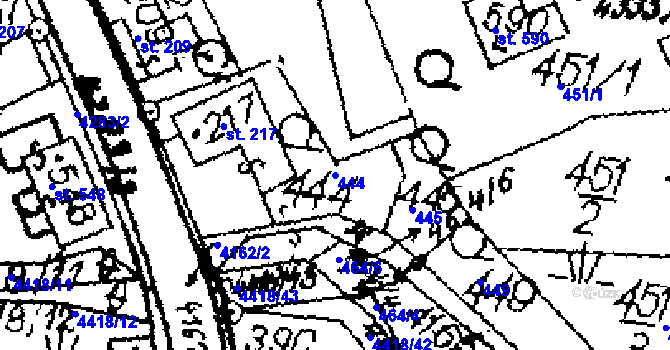 Parcela st. 444 v KÚ Dolní Dobrouč, Katastrální mapa