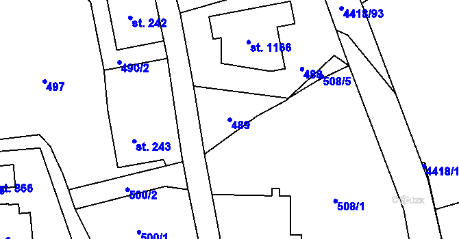 Parcela st. 489 v KÚ Dolní Dobrouč, Katastrální mapa
