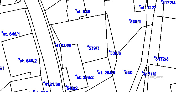 Parcela st. 539/3 v KÚ Dolní Dobrouč, Katastrální mapa