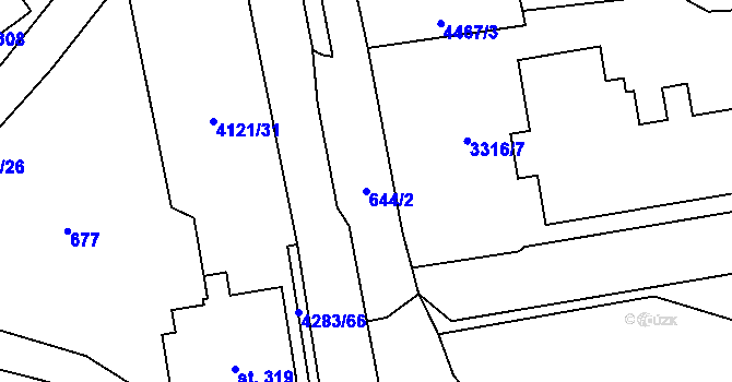 Parcela st. 644/2 v KÚ Dolní Dobrouč, Katastrální mapa