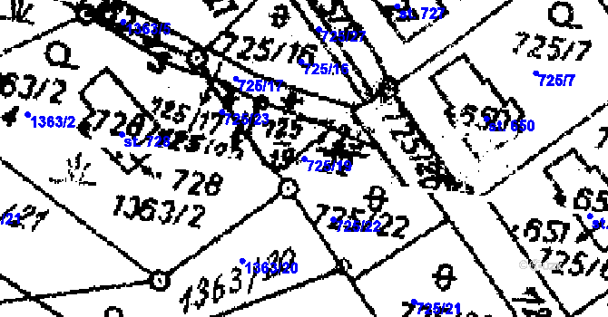 Parcela st. 725/19 v KÚ Dolní Dobrouč, Katastrální mapa
