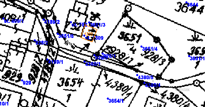 Parcela st. 928/1 v KÚ Dolní Dobrouč, Katastrální mapa