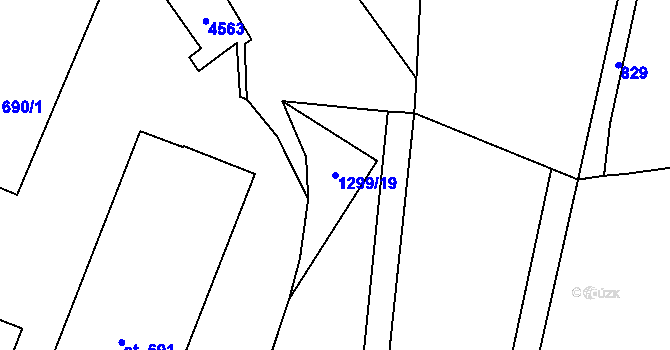 Parcela st. 1299/19 v KÚ Dolní Dobrouč, Katastrální mapa