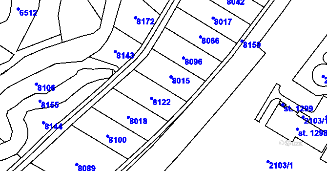 Parcela st. 2103/65 v KÚ Dolní Dobrouč, Katastrální mapa