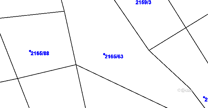 Parcela st. 2165/63 v KÚ Dolní Dobrouč, Katastrální mapa