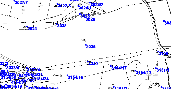 Parcela st. 3036 v KÚ Dolní Dobrouč, Katastrální mapa