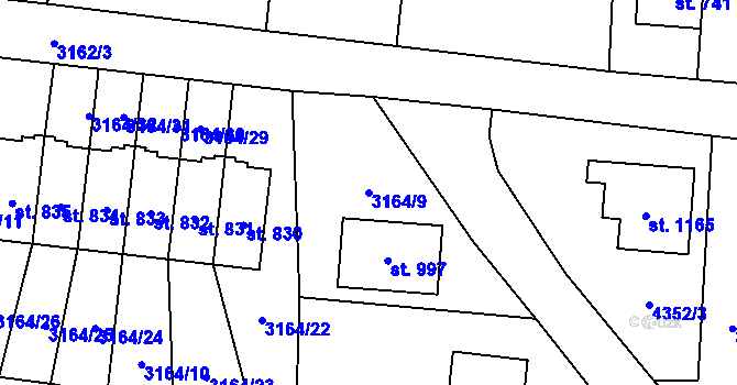 Parcela st. 3164/9 v KÚ Dolní Dobrouč, Katastrální mapa