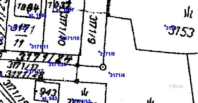 Parcela st. 3171/9 v KÚ Dolní Dobrouč, Katastrální mapa