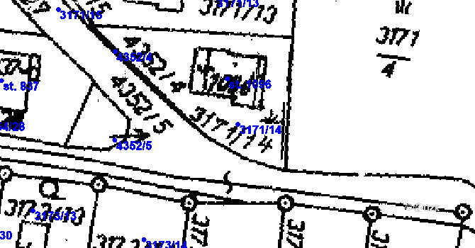 Parcela st. 3171/14 v KÚ Dolní Dobrouč, Katastrální mapa