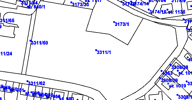 Parcela st. 3311/1 v KÚ Dolní Dobrouč, Katastrální mapa