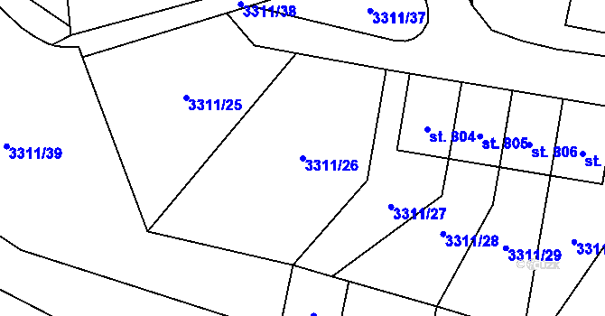Parcela st. 3311/26 v KÚ Dolní Dobrouč, Katastrální mapa