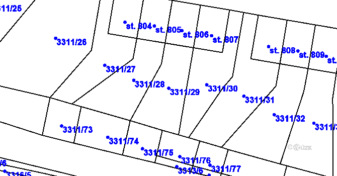 Parcela st. 3311/29 v KÚ Dolní Dobrouč, Katastrální mapa