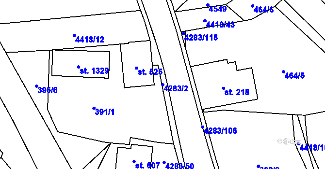 Parcela st. 4283/2 v KÚ Dolní Dobrouč, Katastrální mapa