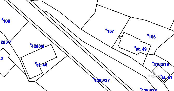 Parcela st. 4283/35 v KÚ Dolní Dobrouč, Katastrální mapa