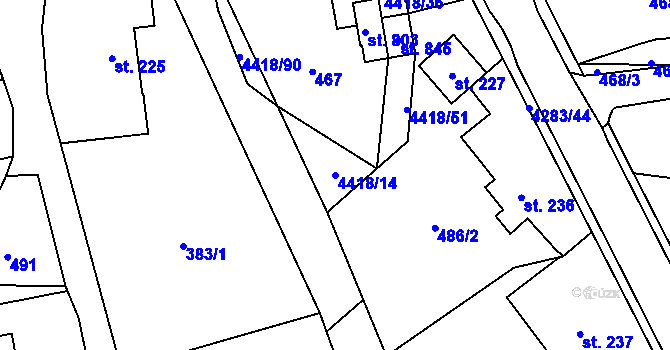 Parcela st. 4418/14 v KÚ Dolní Dobrouč, Katastrální mapa