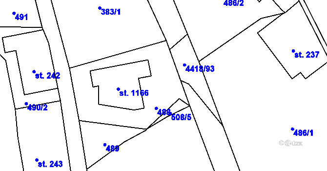 Parcela st. 4418/17 v KÚ Dolní Dobrouč, Katastrální mapa