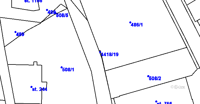 Parcela st. 4418/19 v KÚ Dolní Dobrouč, Katastrální mapa