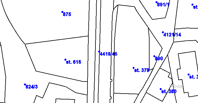 Parcela st. 4418/46 v KÚ Dolní Dobrouč, Katastrální mapa