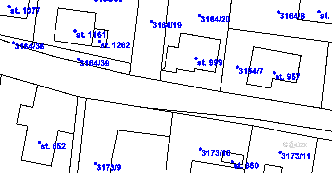 Parcela st. 3164/38 v KÚ Dolní Dobrouč, Katastrální mapa