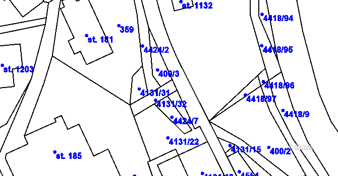 Parcela st. 400/4 v KÚ Dolní Dobrouč, Katastrální mapa