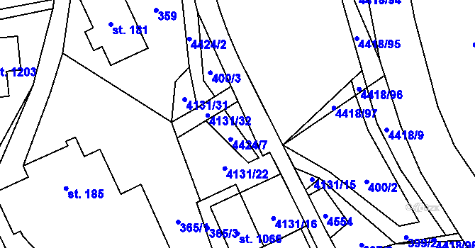 Parcela st. 400/5 v KÚ Dolní Dobrouč, Katastrální mapa