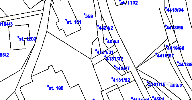 Parcela st. 4131/31 v KÚ Dolní Dobrouč, Katastrální mapa