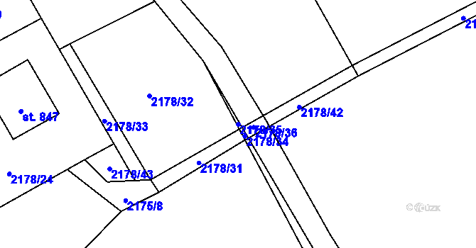 Parcela st. 2178/35 v KÚ Dolní Dobrouč, Katastrální mapa