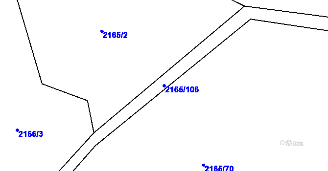 Parcela st. 2165/106 v KÚ Dolní Dobrouč, Katastrální mapa