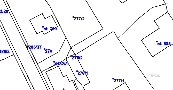 Parcela st. 277/3 v KÚ Dolní Dobrouč, Katastrální mapa