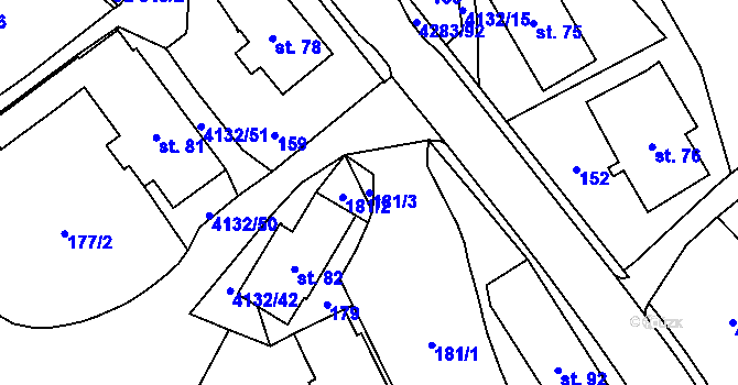 Parcela st. 181/3 v KÚ Dolní Dobrouč, Katastrální mapa
