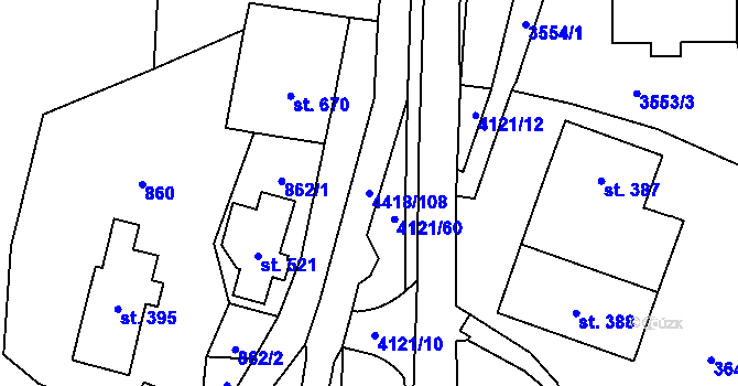 Parcela st. 4418/108 v KÚ Dolní Dobrouč, Katastrální mapa
