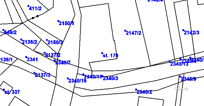 Parcela st. 179 v KÚ Dolní Domaslavice, Katastrální mapa