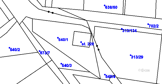 Parcela st. 228 v KÚ Dolní Domaslavice, Katastrální mapa