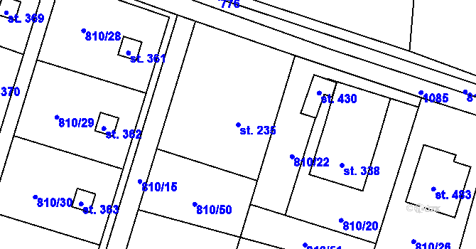 Parcela st. 235 v KÚ Dolní Domaslavice, Katastrální mapa