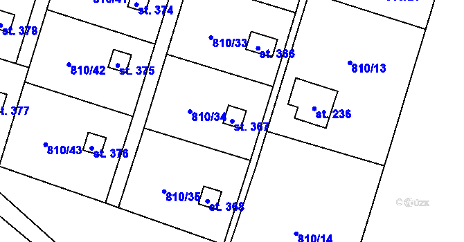 Parcela st. 367 v KÚ Dolní Domaslavice, Katastrální mapa