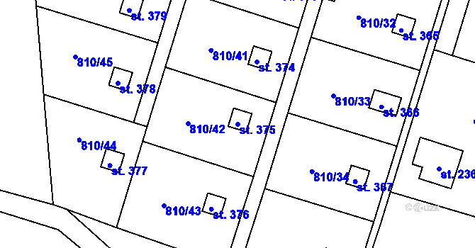 Parcela st. 375 v KÚ Dolní Domaslavice, Katastrální mapa