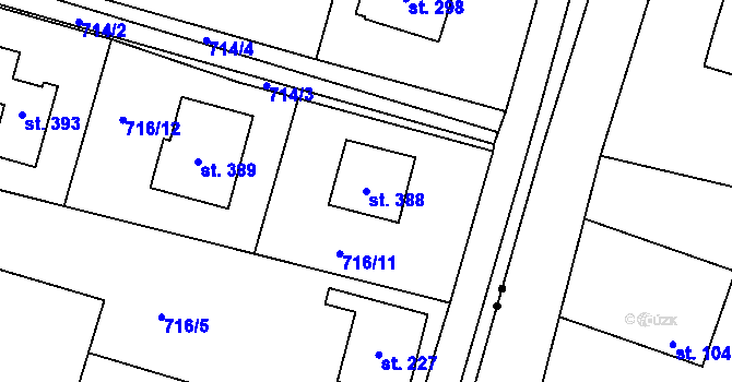 Parcela st. 388 v KÚ Dolní Domaslavice, Katastrální mapa