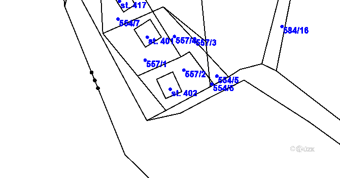 Parcela st. 402 v KÚ Dolní Domaslavice, Katastrální mapa