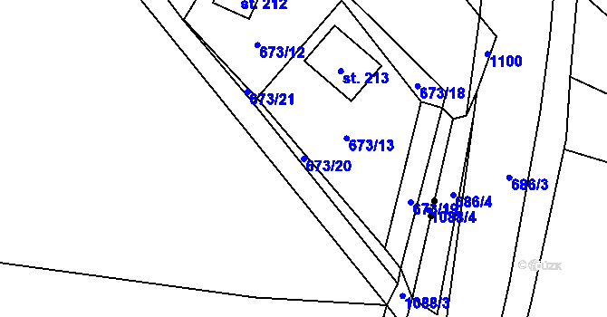 Parcela st. 673/20 v KÚ Dolní Domaslavice, Katastrální mapa
