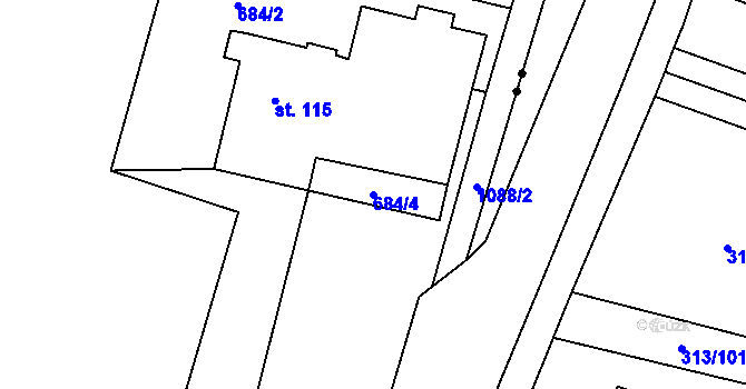 Parcela st. 684/4 v KÚ Dolní Domaslavice, Katastrální mapa