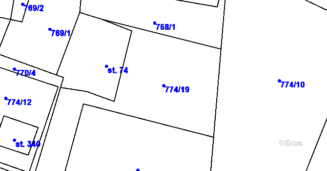 Parcela st. 774/19 v KÚ Dolní Domaslavice, Katastrální mapa