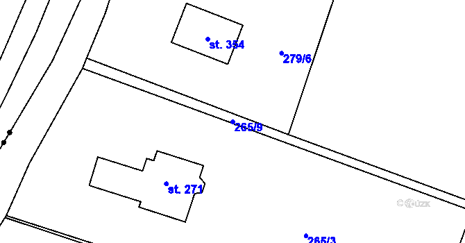 Parcela st. 265/9 v KÚ Volovec, Katastrální mapa